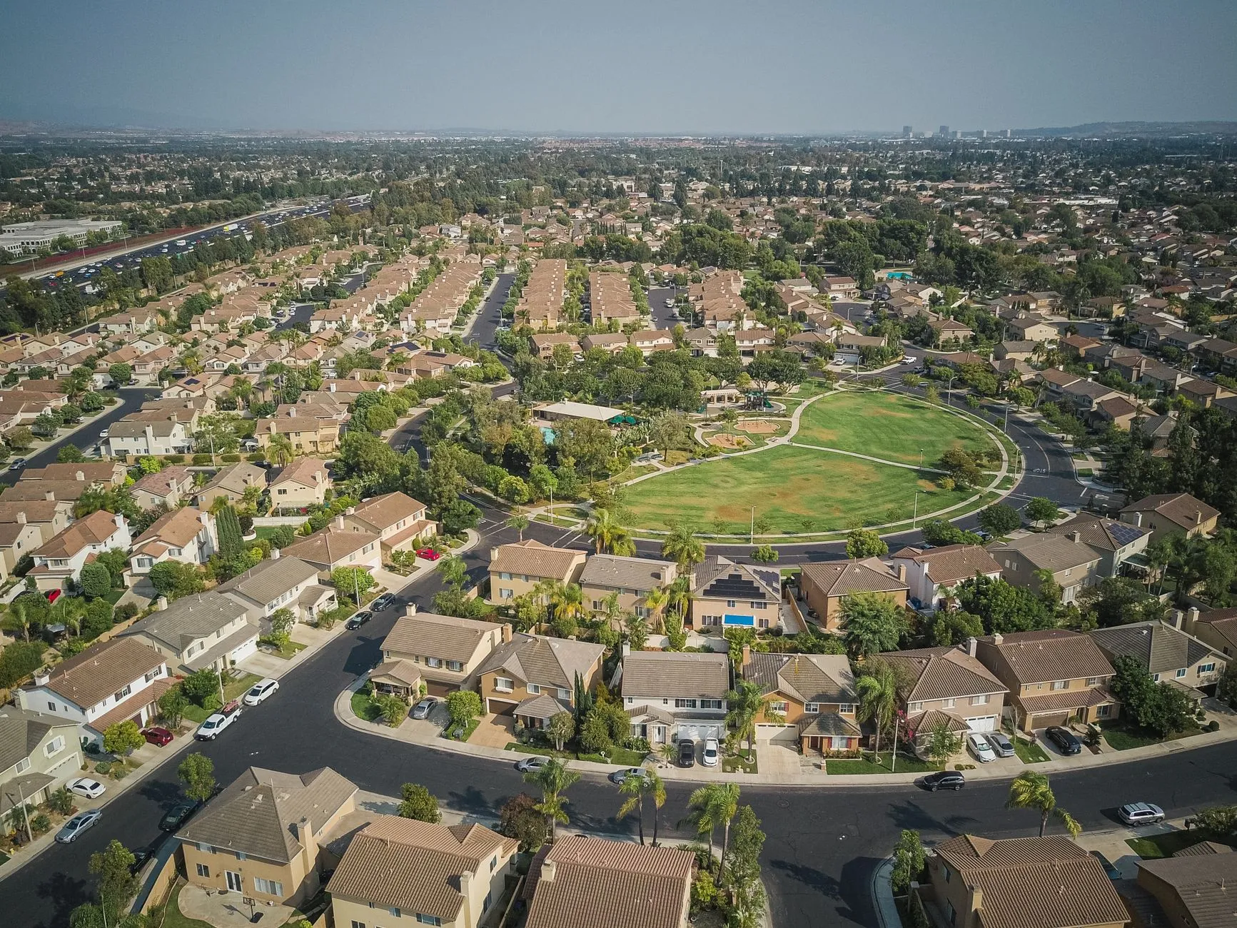 Aerial view of a residential development